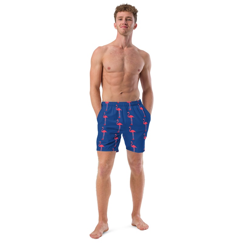 WTees Pink Flamingos Swim Trunks Blue
