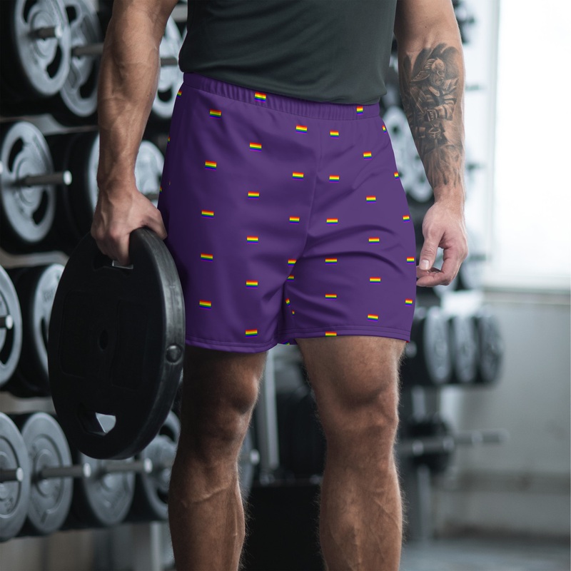 WTees Rainbow Flags Athletic Shorts Purple