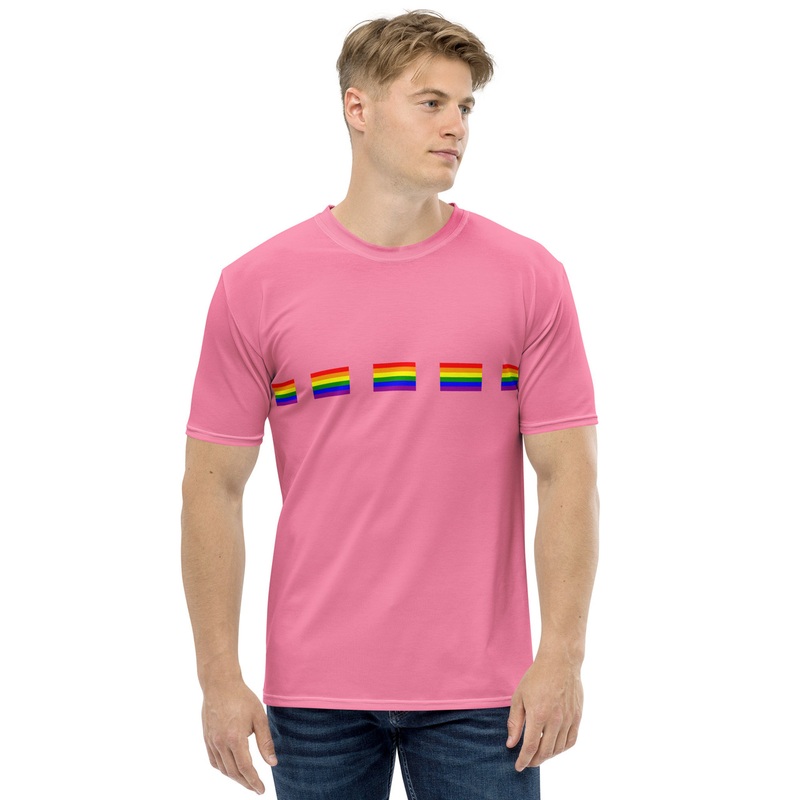 WTees Rainbow Flags T-Shirt Pink