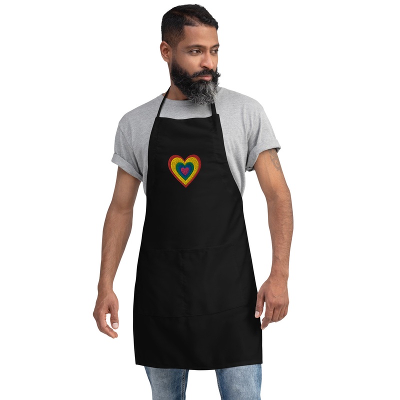 WTees Rainbow Heart Embroidered Apron