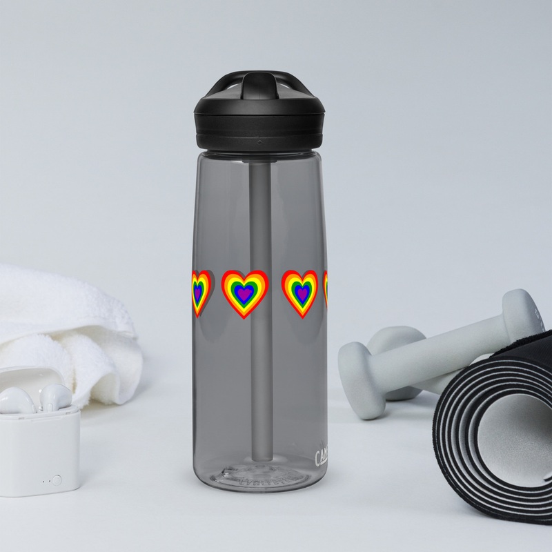 WTees Rainbow Hearts Sports Water Bottle