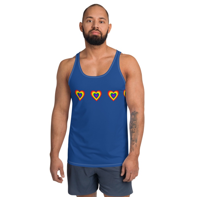 WTees Rainbow Hearts Tank Top Blue