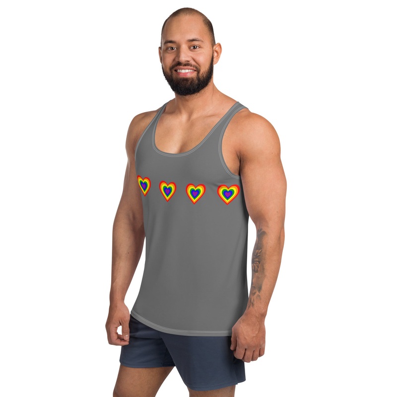 WTees Rainbow Hearts Tank Top Grey