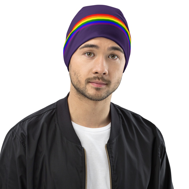 WTees Rainbow Stripe Beanie Purple