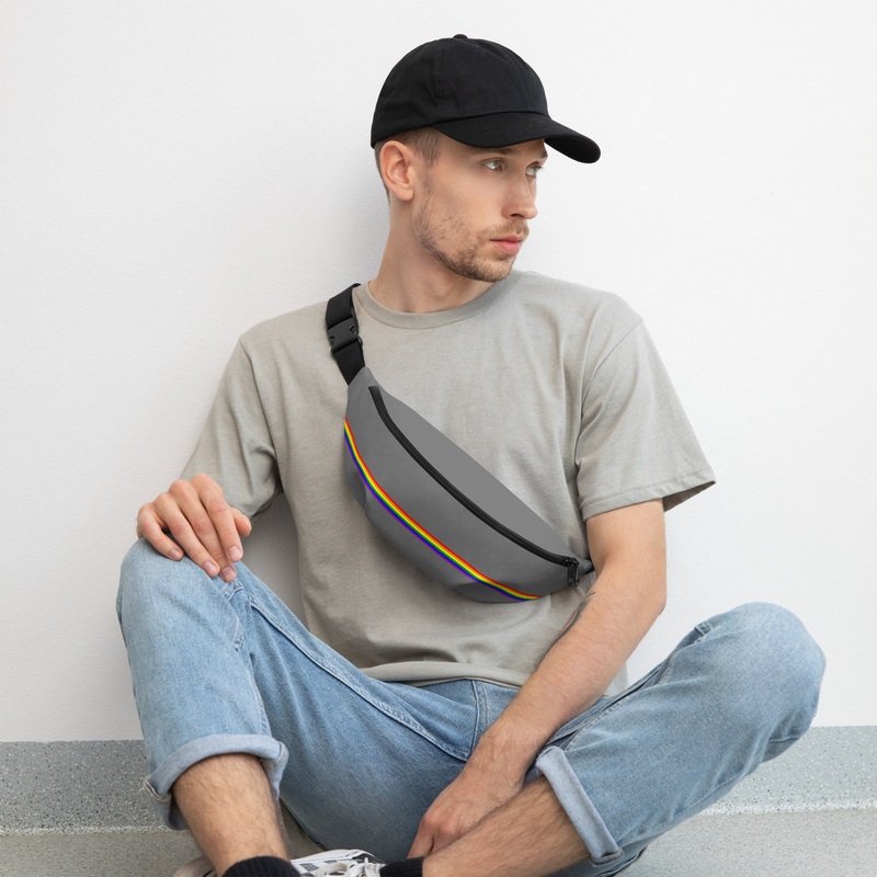 WTees Rainbow Stripe Fanny Pack Grey