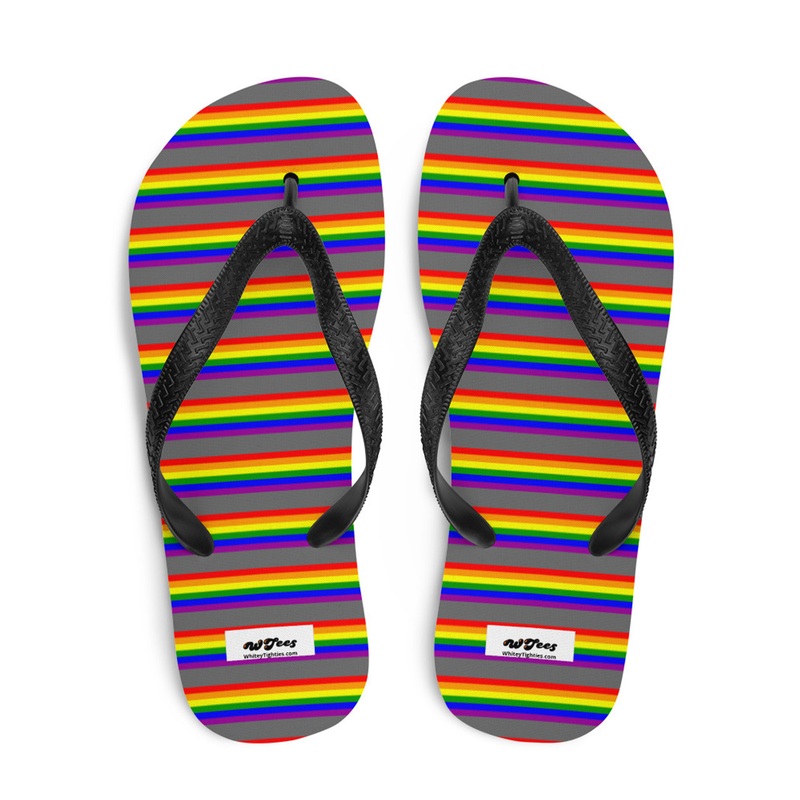 WTees Rainbow Stripe Flip-Flops Grey