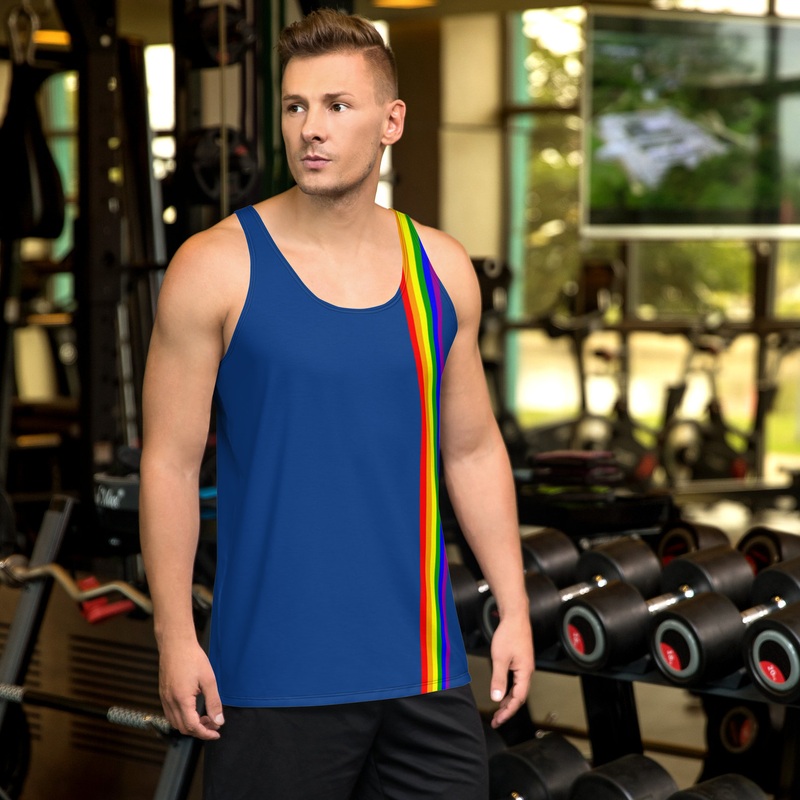 WTees Rainbow Stripe Tank Top Blue