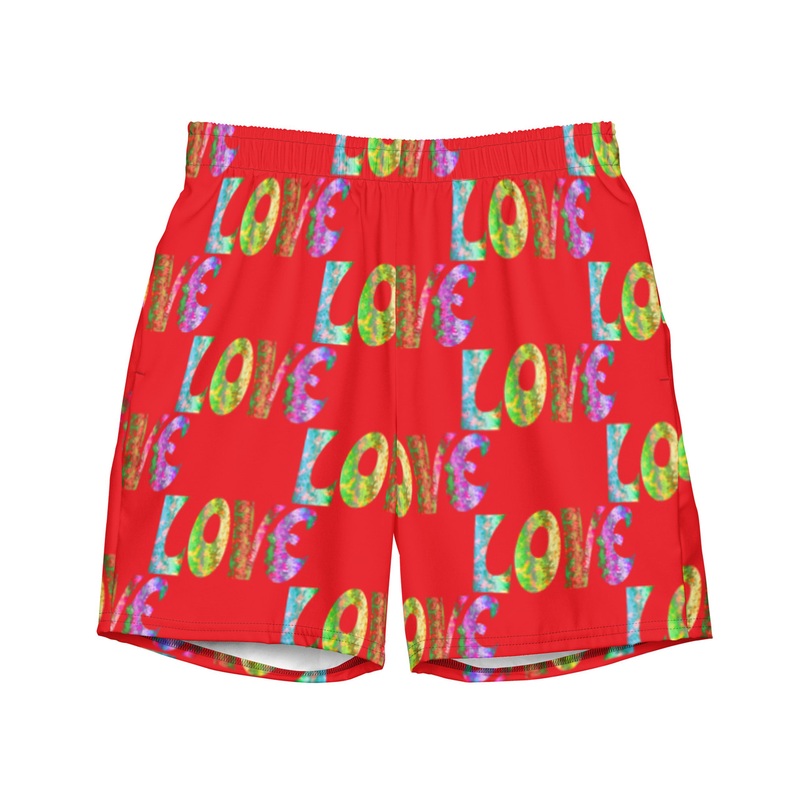 WTees Retro Love Love Love Swim Trunk Alizarin