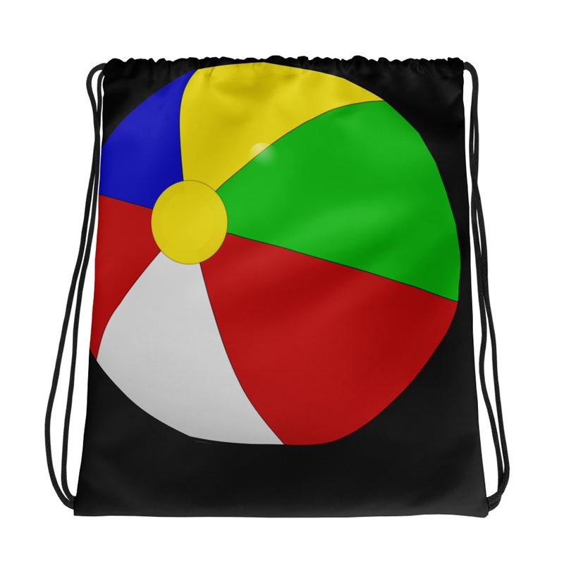 WTees Beach Ball Drawstring Bag Black