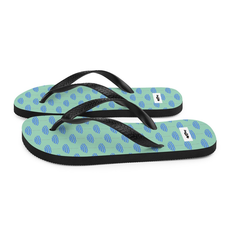 WTees Beach Umbrella Flip Flops White Sea Foam Green