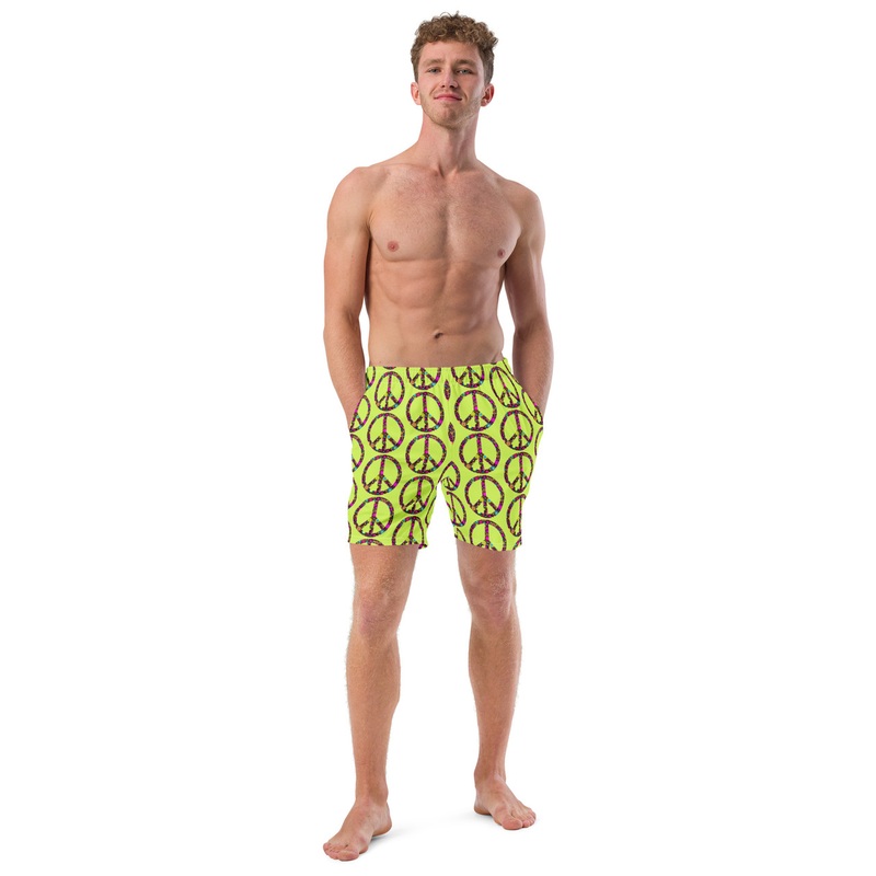 WTees Flower Power Peace Sign Swim Trunks Mindaro