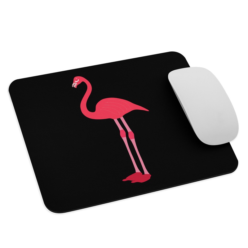 WTees Pink Flamingo Mouse Pad Black