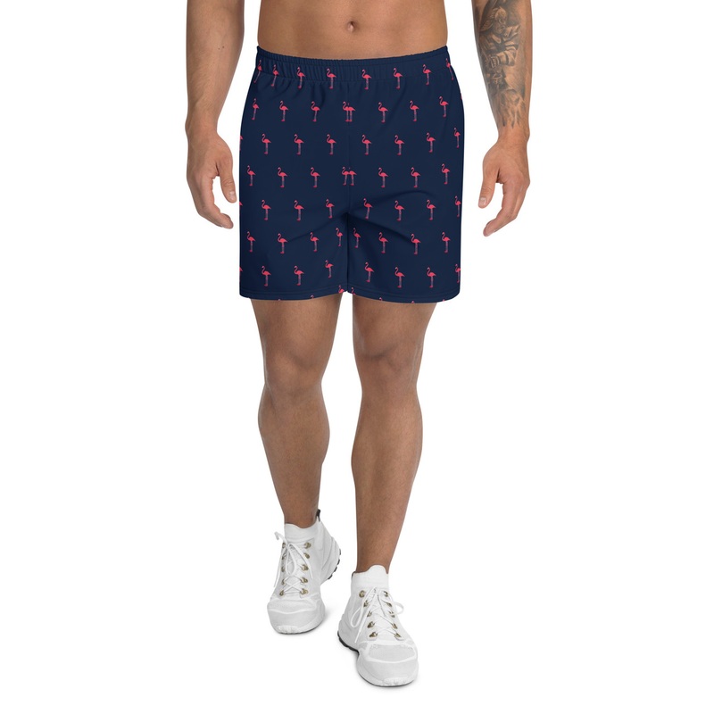 WTees Pink Flamingos Athletic Shorts Navy