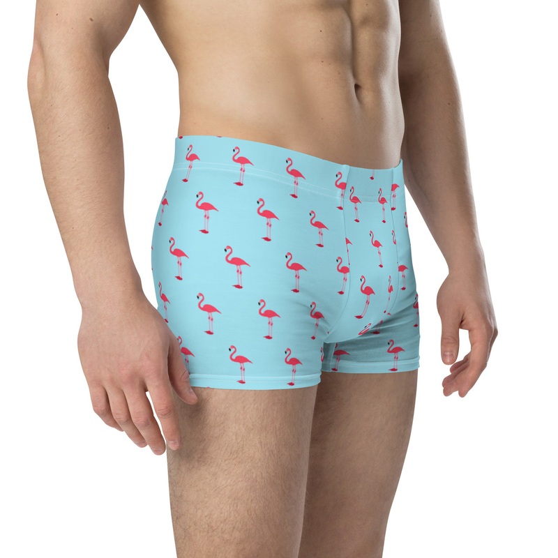 WTees Pink Flamingos Boxer Briefs Light Blue