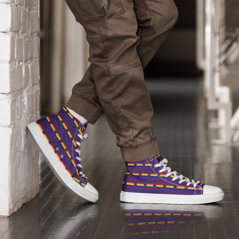 WTees Rainbow Flags High Top Canvas Sneakers Purple