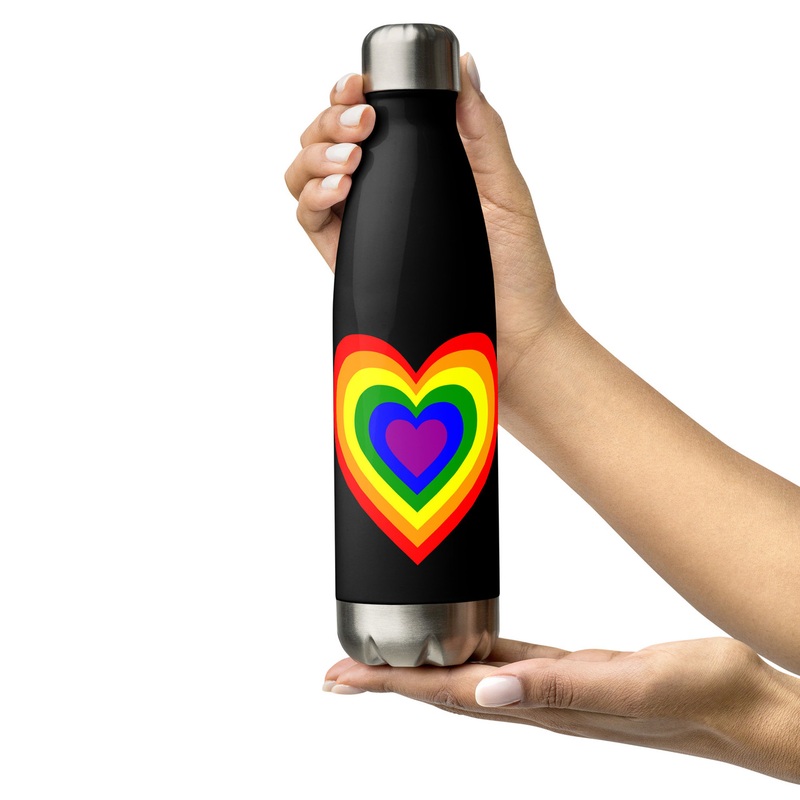 WTees Rainbow Heart Stainless Steel Water Bottle