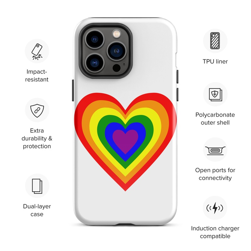 WTees Rainbow Heart Tough Case for iPhone White