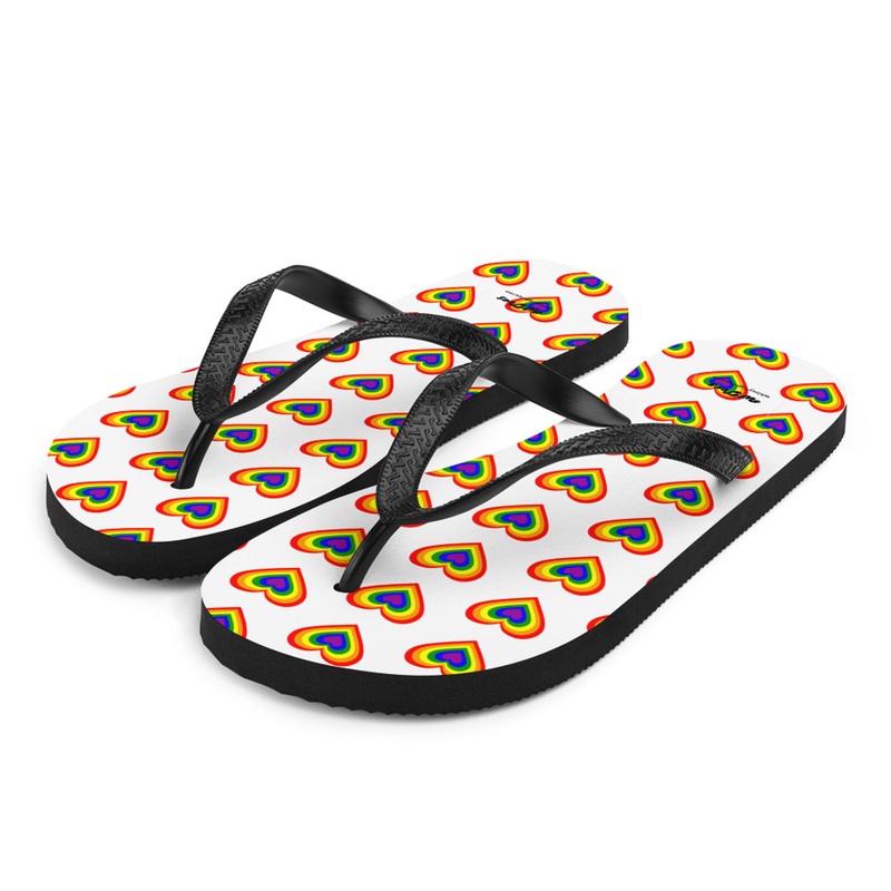 WTees Rainbow Hearts Flip-Flops White
