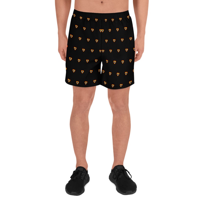 WTees Rainbow Hearts Men’s Athletic Shorts Black