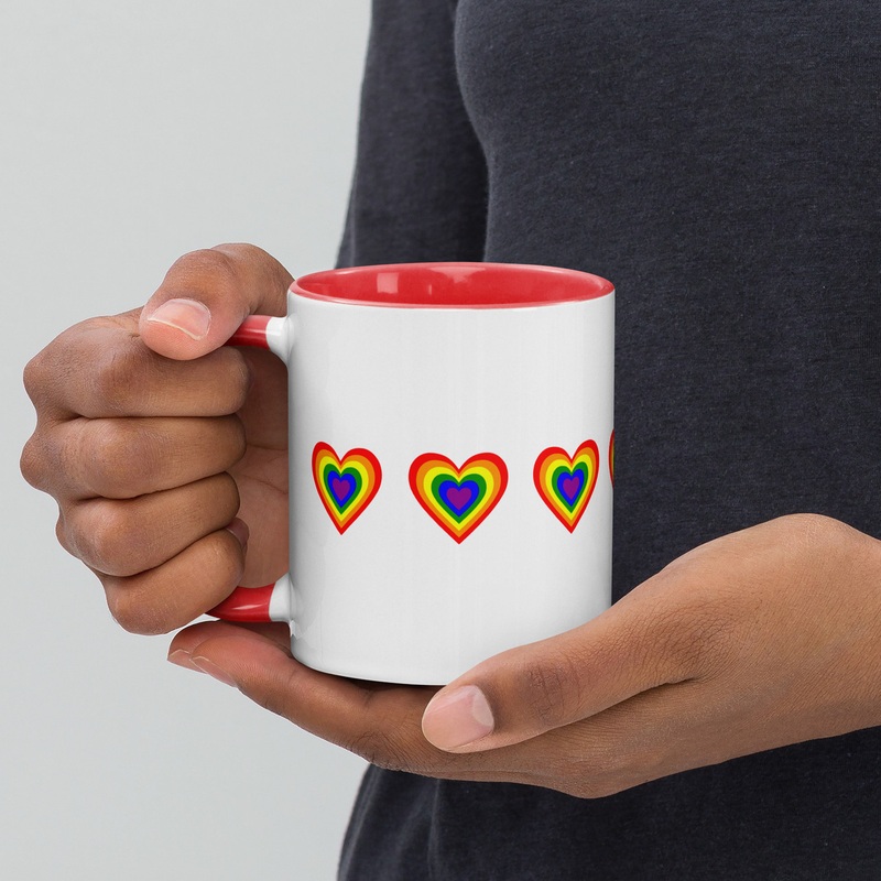 WTees Rainbow Hearts Mug with Color Inside