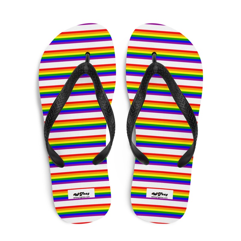 WTees Rainbow Stripe Flip-Flops White