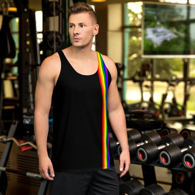 WTees Rainbow Stripe Tank Top Black