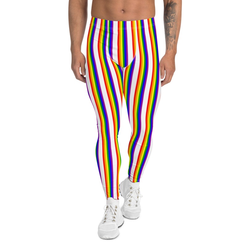 WTees Rainbow Stripes Leggings White