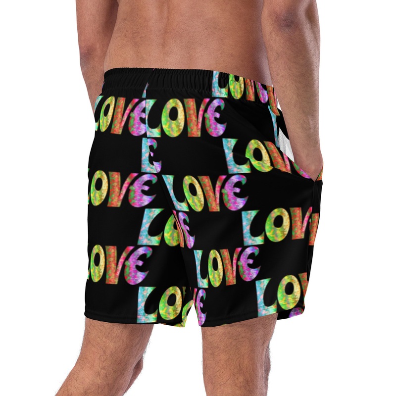 WTees Retro Love Love Love Swim Trunk Black