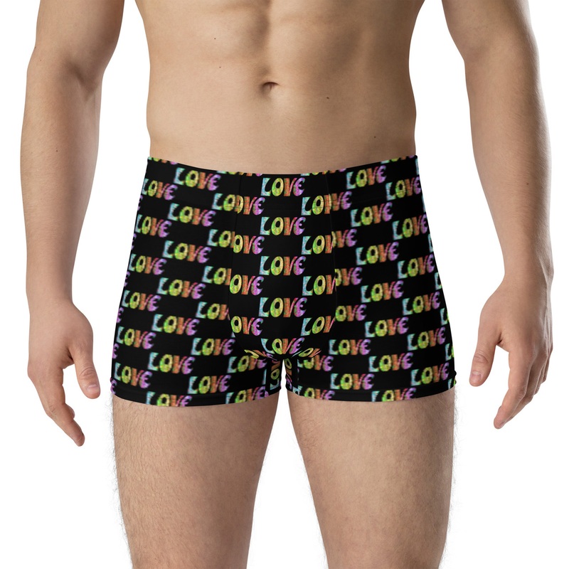 WTees Retro Love Love Love Trunk Boxer Briefs Black