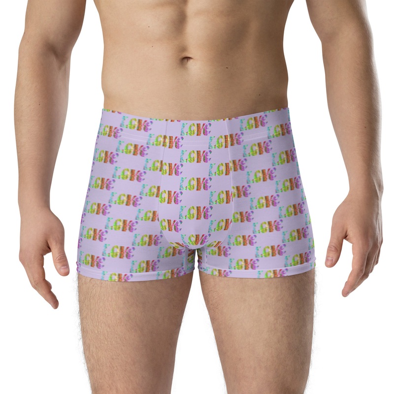 WTees Retro Love Love Love Trunk Boxer Briefs Fog