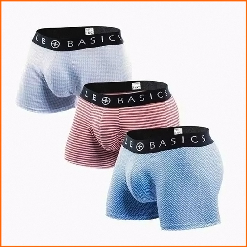 MaleBasics 3 Pack Trunks Prints Black Waist