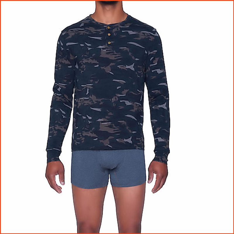 Wood Long Sleeve Henley Camo