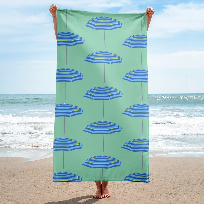 WTees Beach Umbrella Beach Towel Sea Foam Green