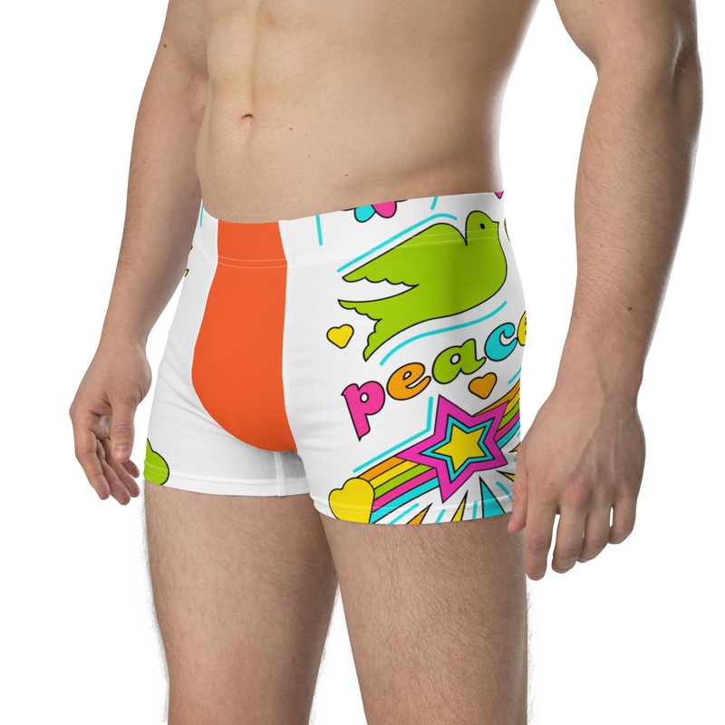 WTees Peace & Love Trunk Boxer Briefs Outrageous Orange
