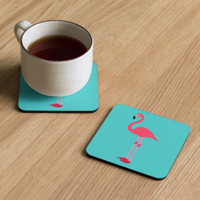 WTees Pink Flamingo Cork-back Coaster