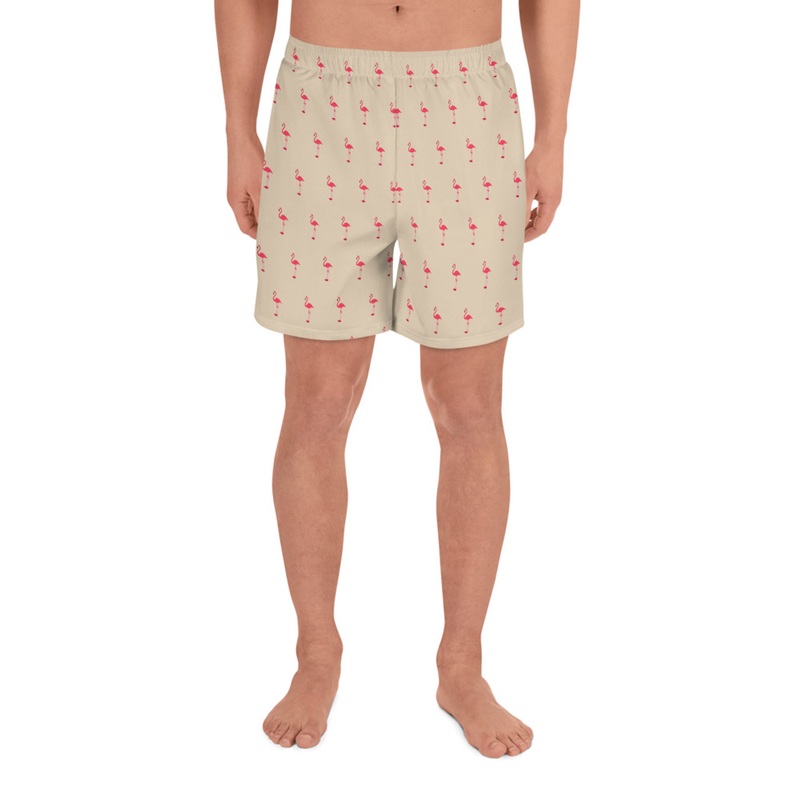 WTees Pink Flamingos Athletic Shorts Champagne