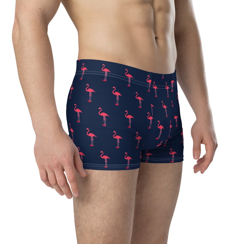 WTees Pink Flamingos Boxer Briefs Navy