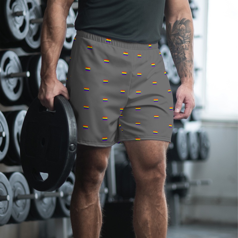 WTees Rainbow Flags Athletic Shorts Grey
