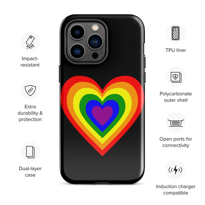 WTees Rainbow Heart Tough Case for iPhone Black