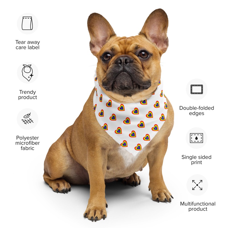 WTees Rainbow Hearts All-over Print Bandana White