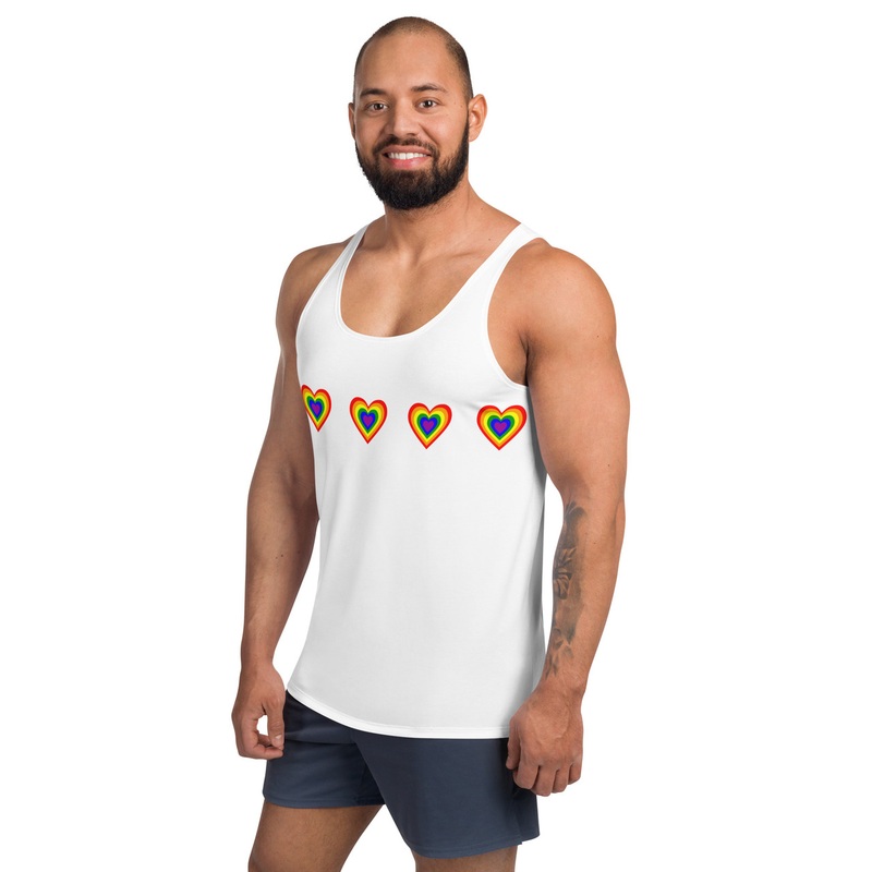 WTees Rainbow Hearts Tank Top White