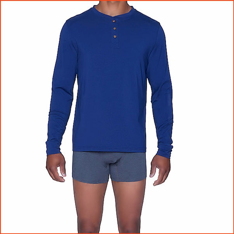 Wood Long Sleeve Henley Solid