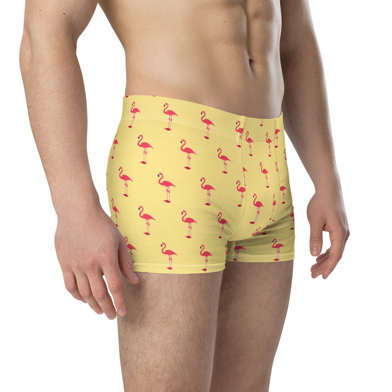 WTees Pink Flamingos Boxer Briefs Yellow