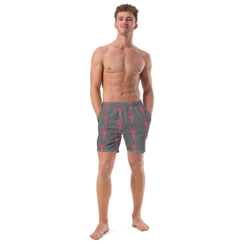 WTees Pink Flamingos Swim Trunks Grey