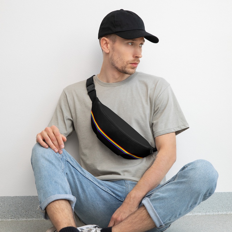 WTees Rainbow Stripe Fanny Pack Black