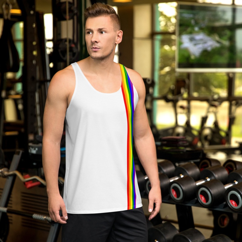 WTees Rainbow Stripe Tank Top White