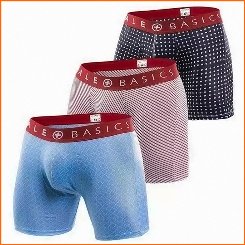 MaleBasics 3 Pack Boxer Briefs Prints Red Waist