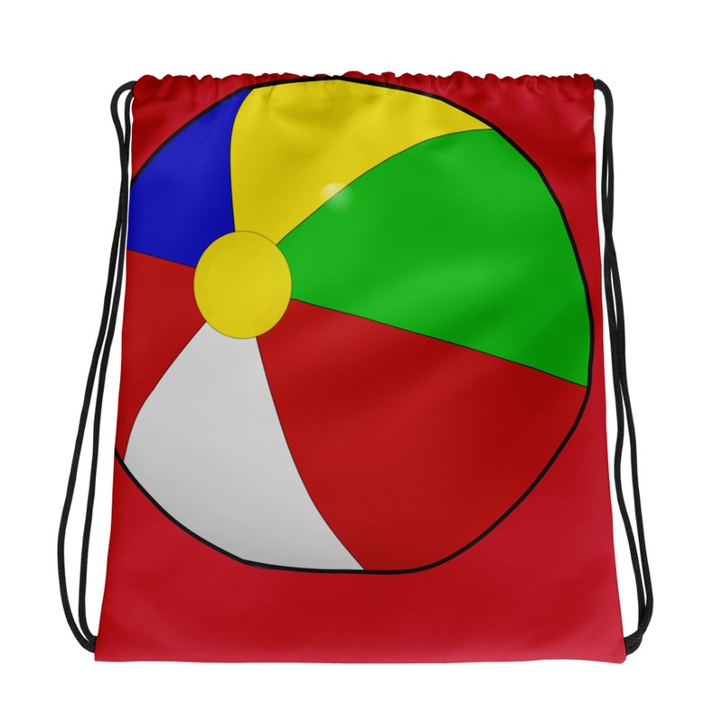 WTees Beach Ball Drawstring Bag Red