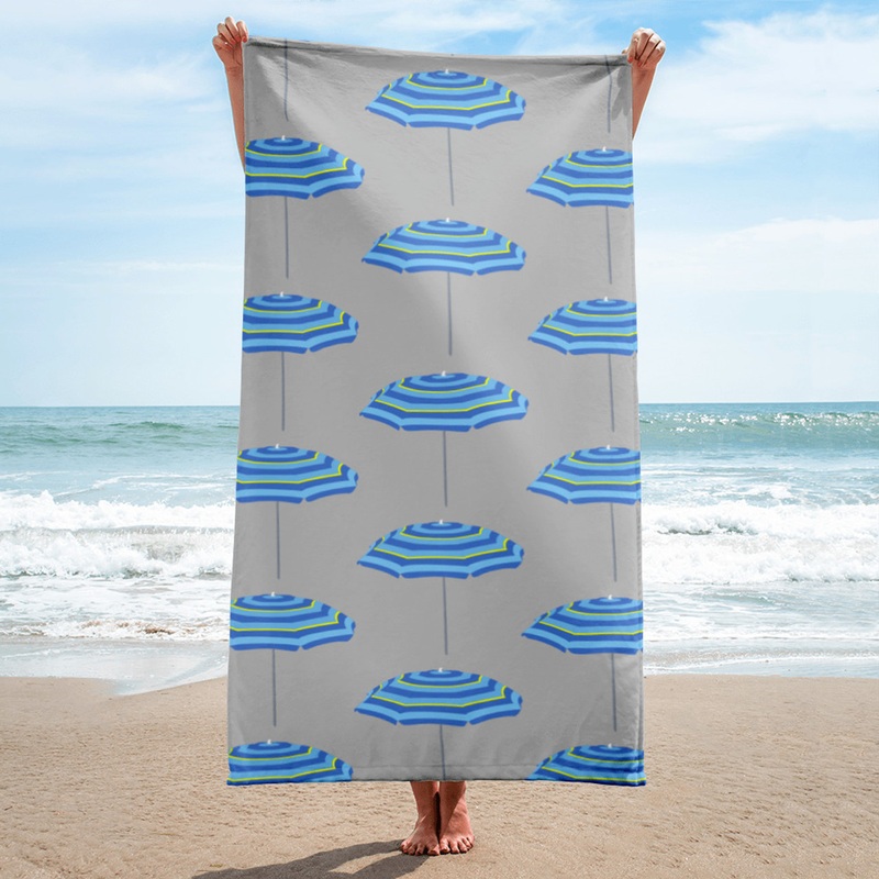 WTees Beach Umbrella Beach Towel Dolphin Grey