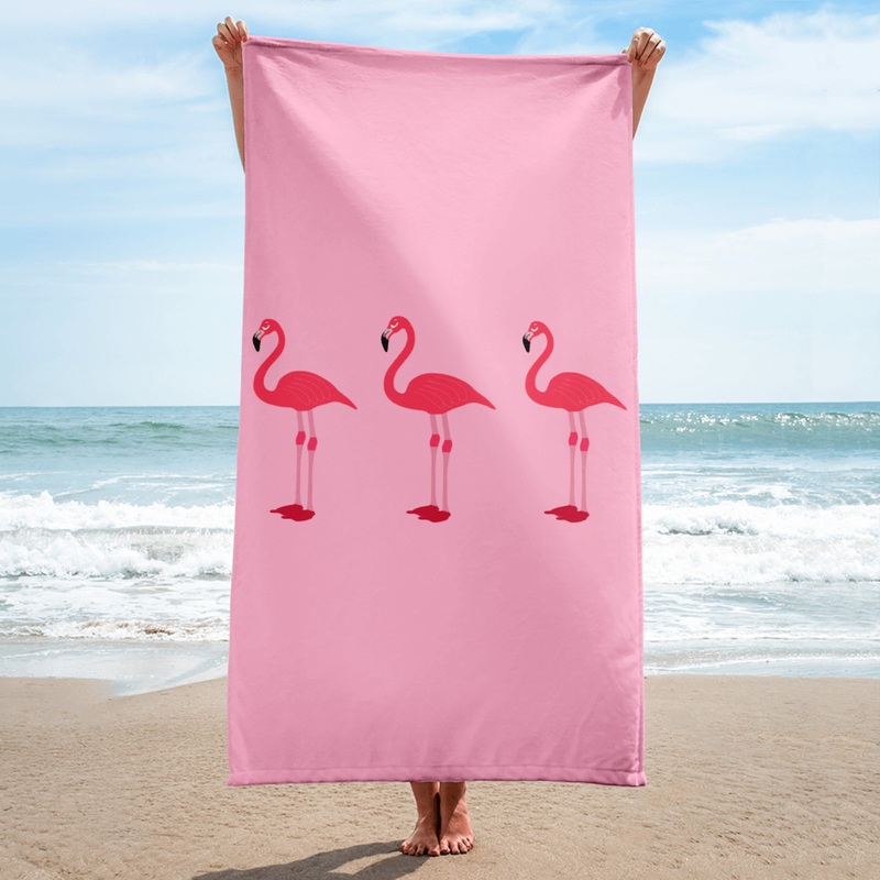 WTees Pink Flamingos Beach Towel Pink